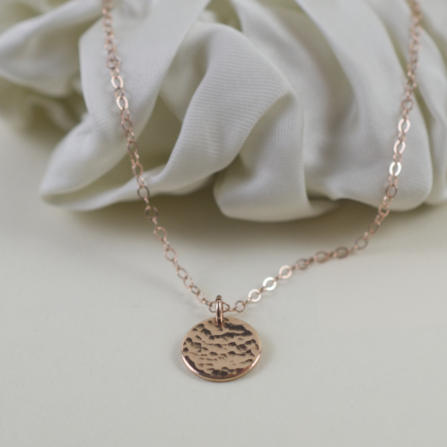 Dainty Hammered Disc Necklace