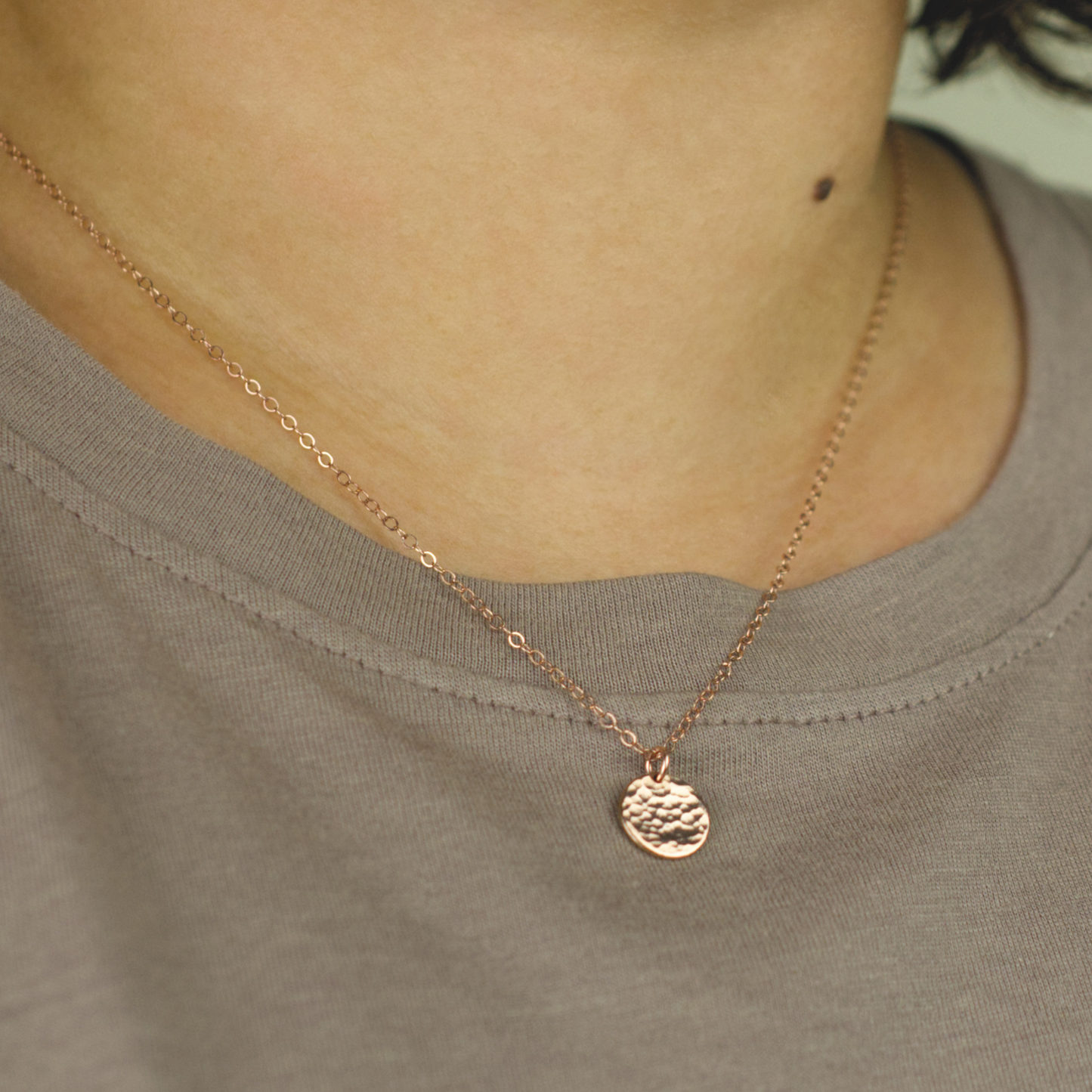 Dainty Hammered Disc Necklace